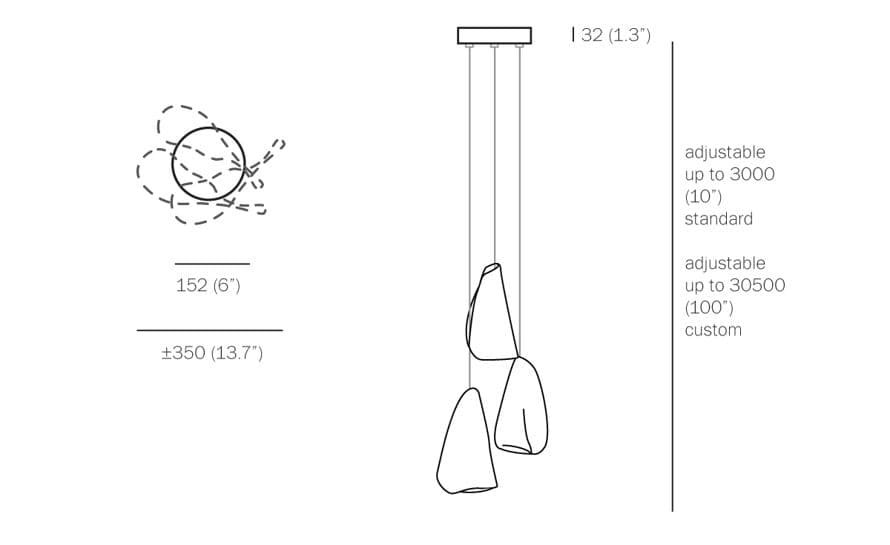 bocci 21.3 three pendant chandelier