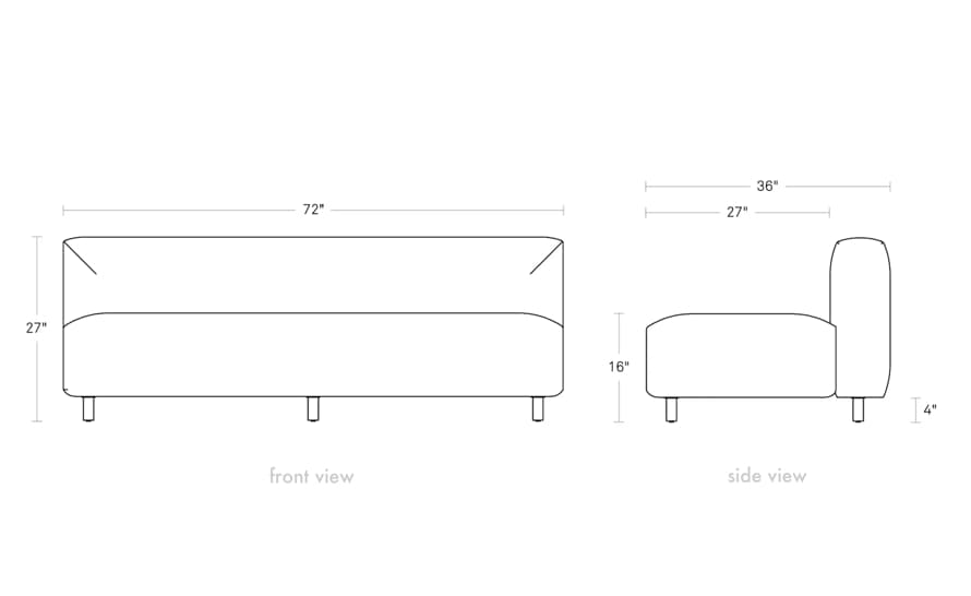 9 yard outdoor 72" armless sofa