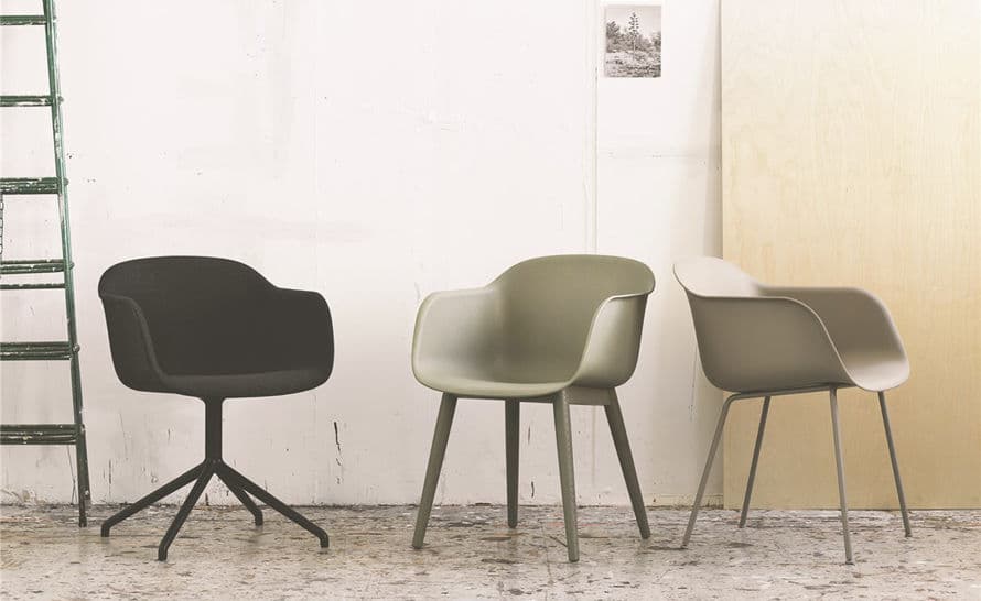 fiber armchair with wood base