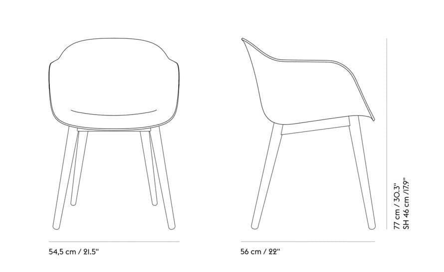 fiber armchair with wood base