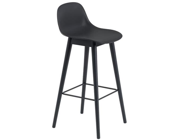 fiber stool with backrest and wood base