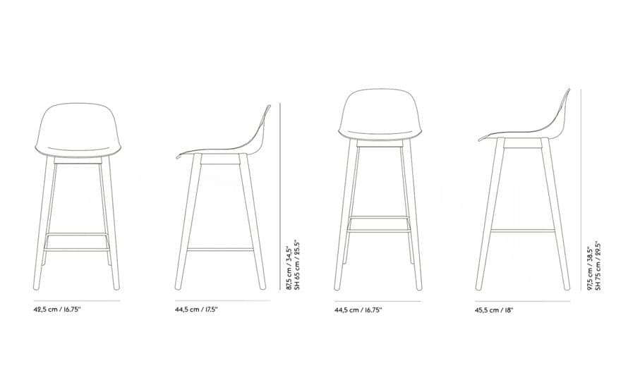 fiber stool with backrest and wood base