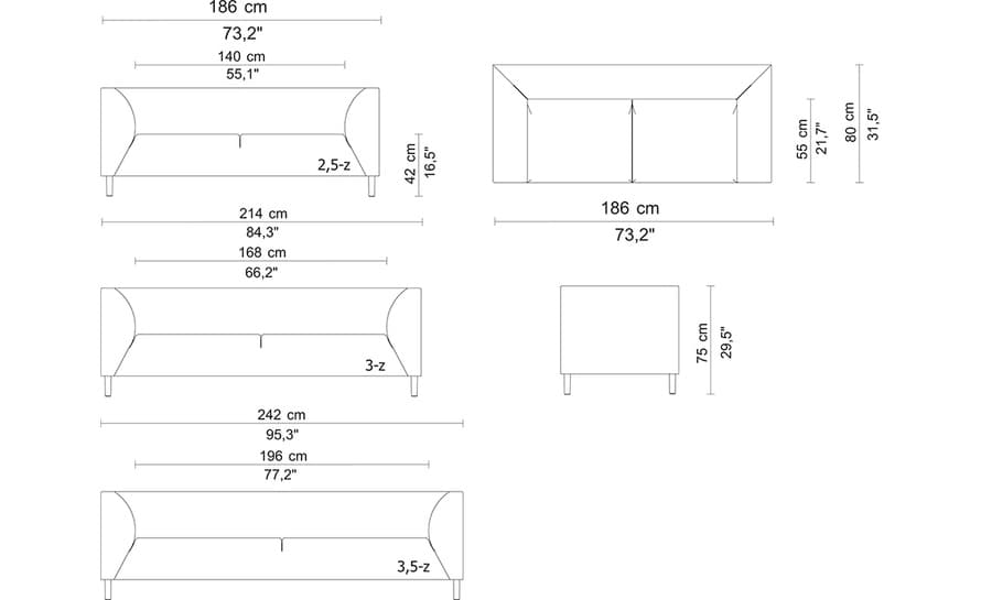 fox 3.5 seat sofa