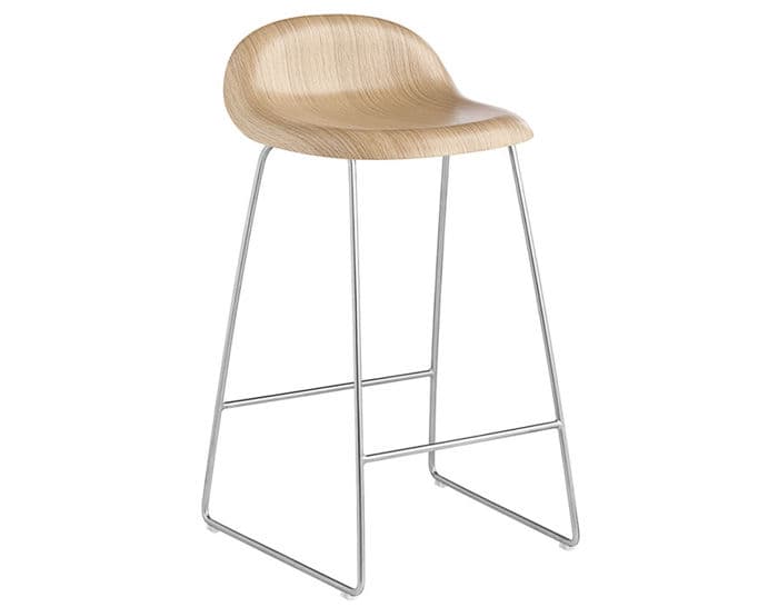 gubi 3d sled base wood stool