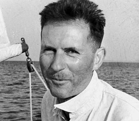 A portrait of Jean Prouve on a sailboat