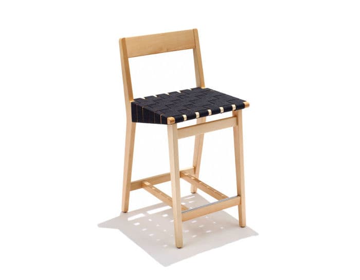 risom stool with wood back
