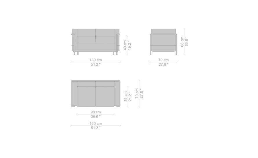 le corbusier lc2 two seat sofa with down cushions