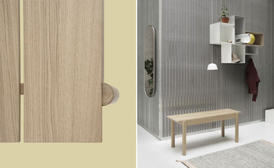 linear wood bench