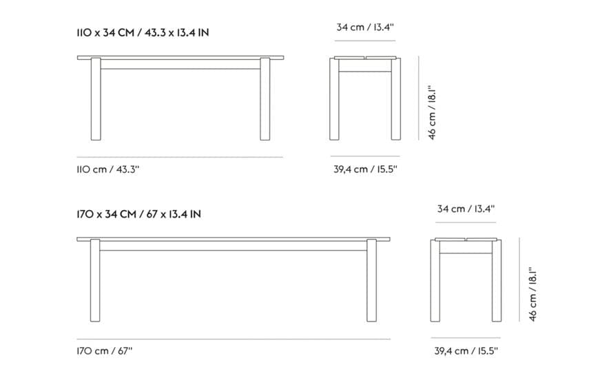 linear wood bench