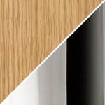 21" diameter / oak top - blonde M71 finish / polished stainless steel base