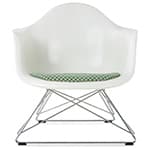 eames molded armchair with low wire base and seat pad