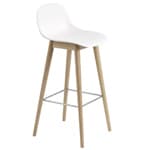 fiber stool with backrest and wood base