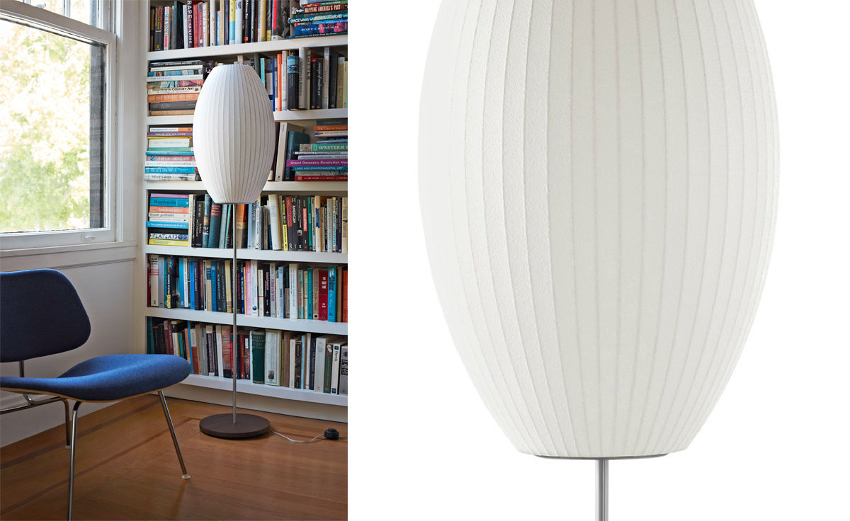 nelson cigar bubble floor lamp on lotus stand