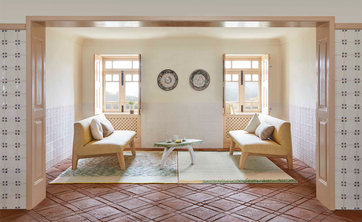 backstitch calm rug