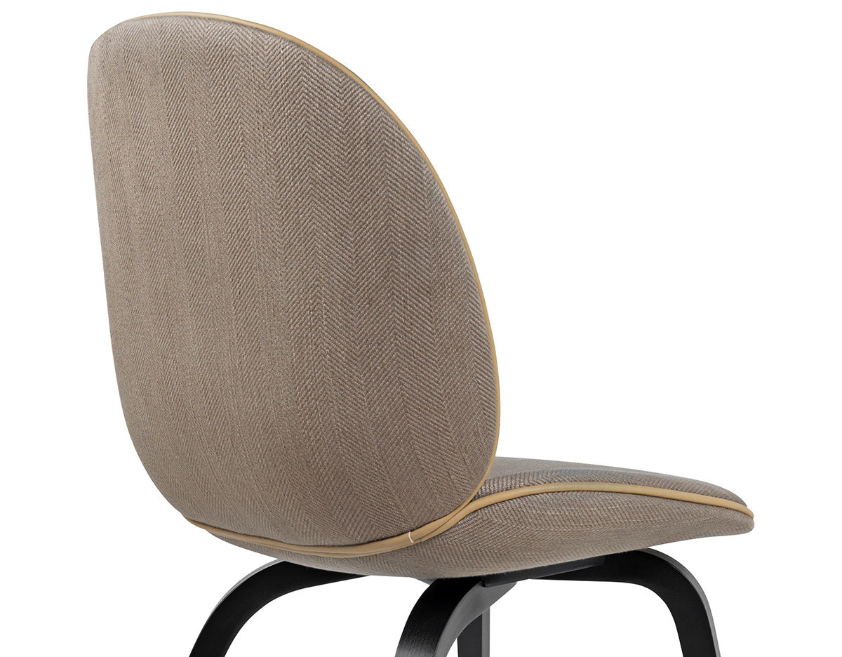 beetle upholstered dining chair with wood base