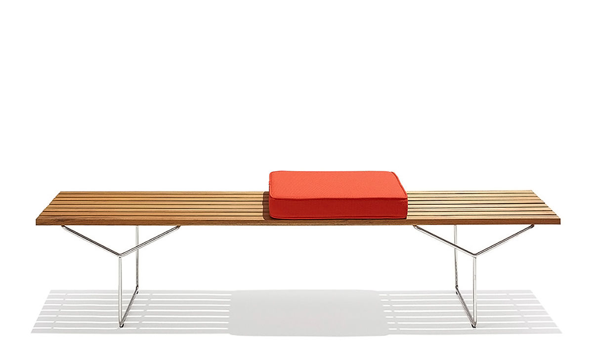 bertoia bench with 3 seat cushions