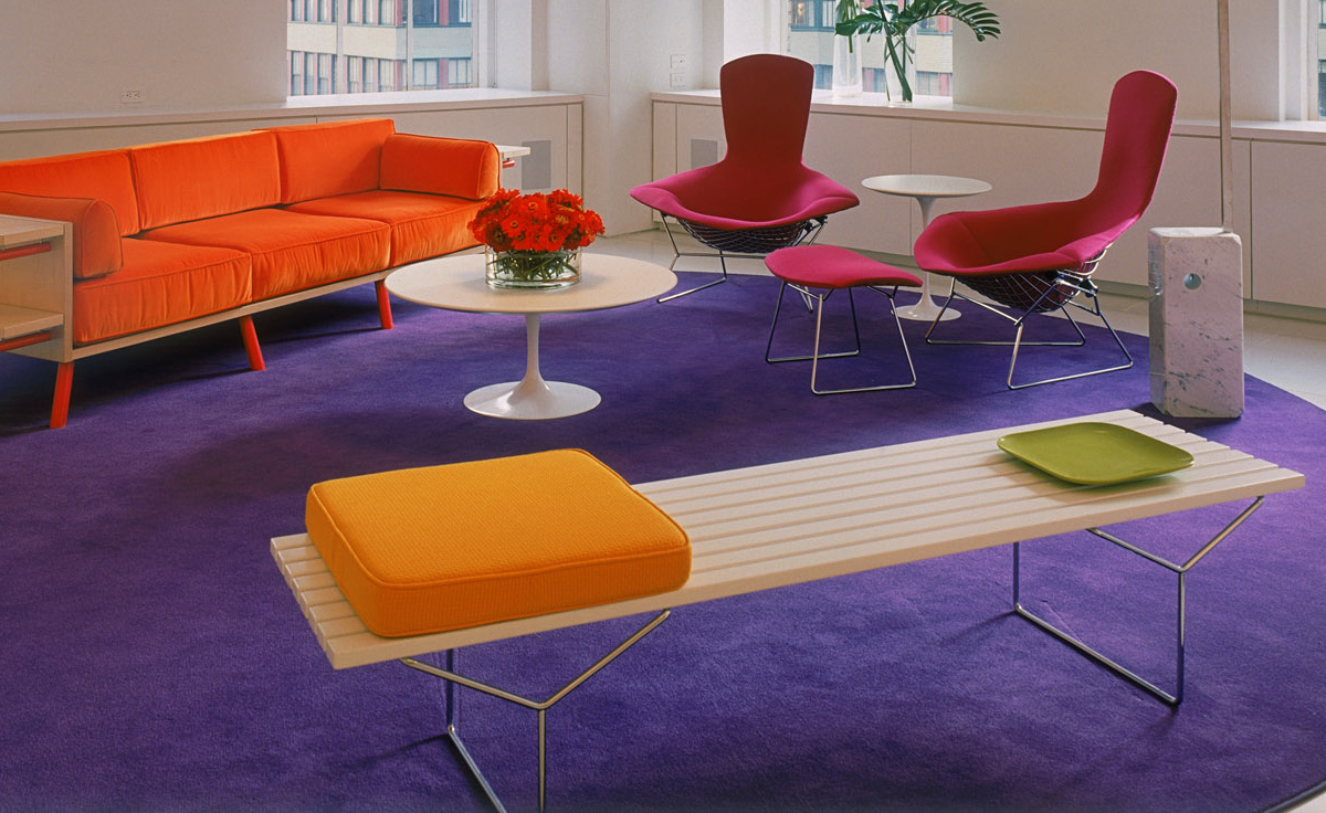 bertoia bench with 3 seat cushions