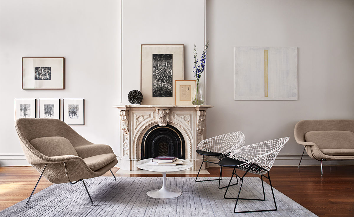 bertoia small diamond chair with seat cushion
