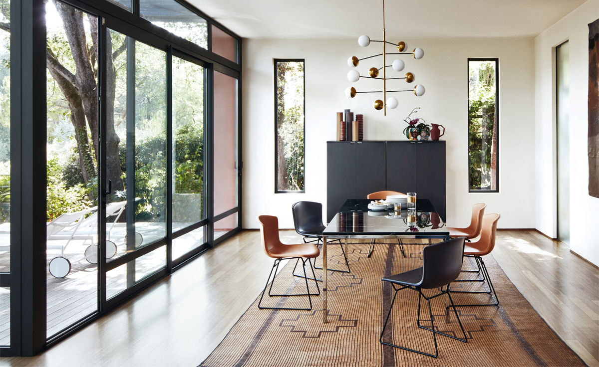 bertoia leather covered side chair