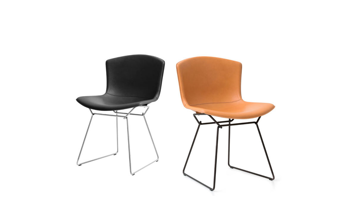bertoia leather covered side chair