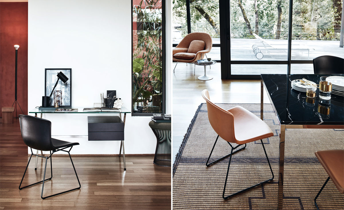 bertoia leather covered side chair
