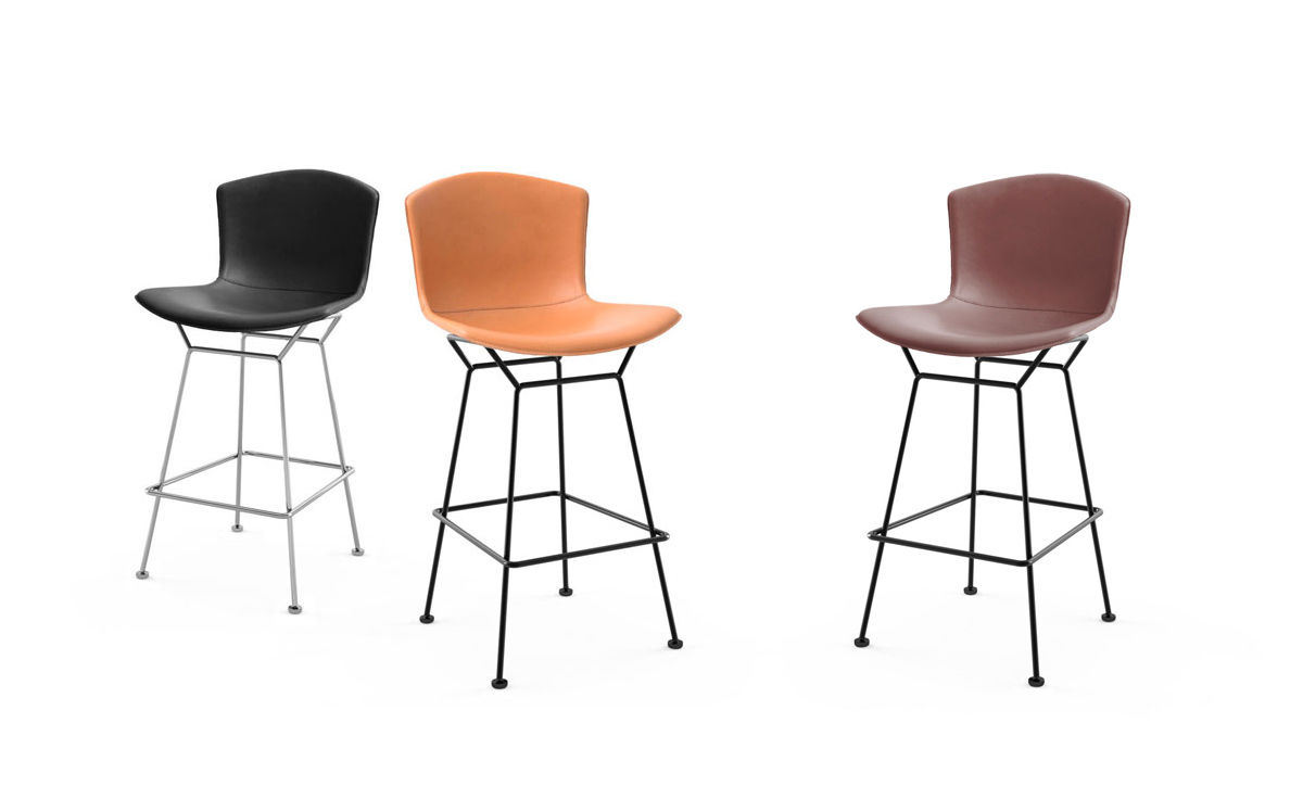 bertoia leather covered stool