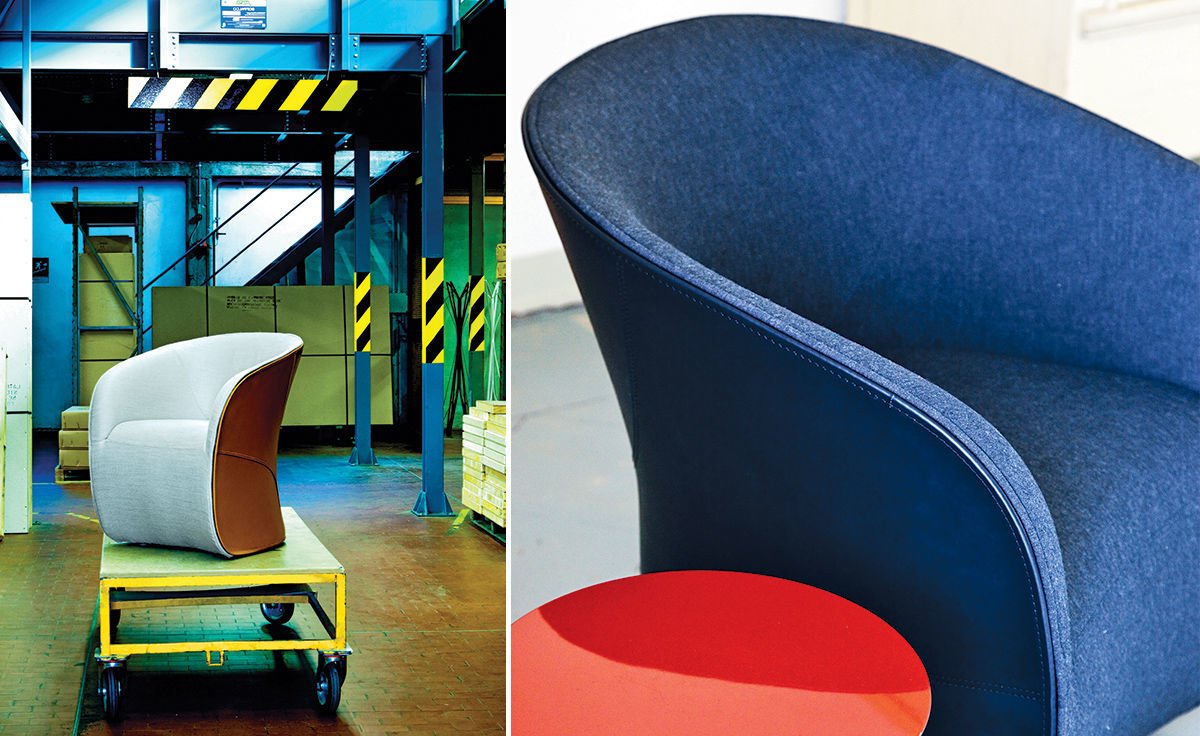 calla chair with cowhide exterior
