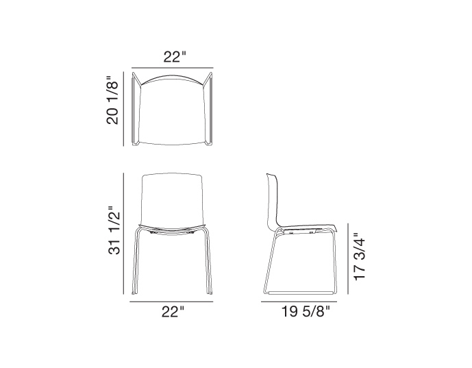 catifa 46 wood side chair with sled base