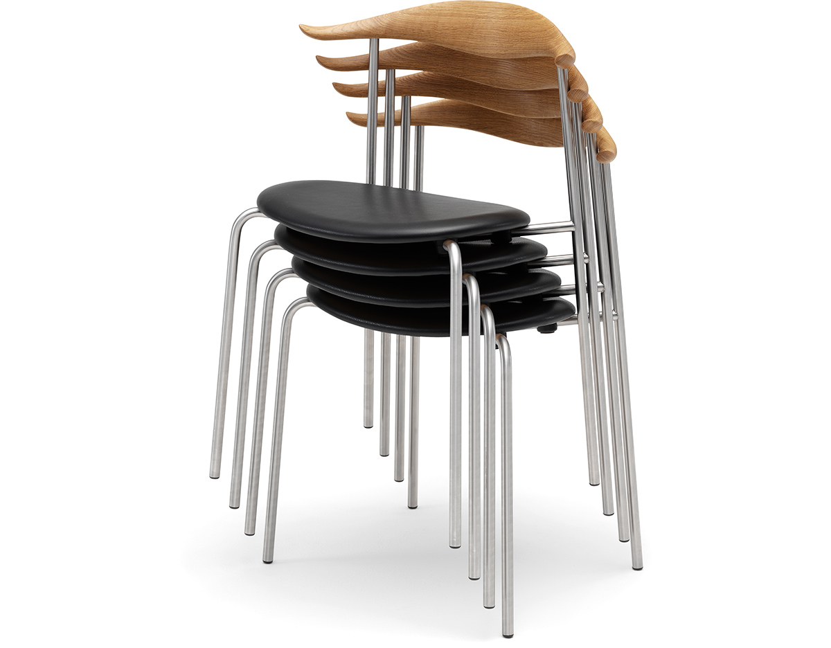 hans wegner ch88p stacking chair with upholstered seat