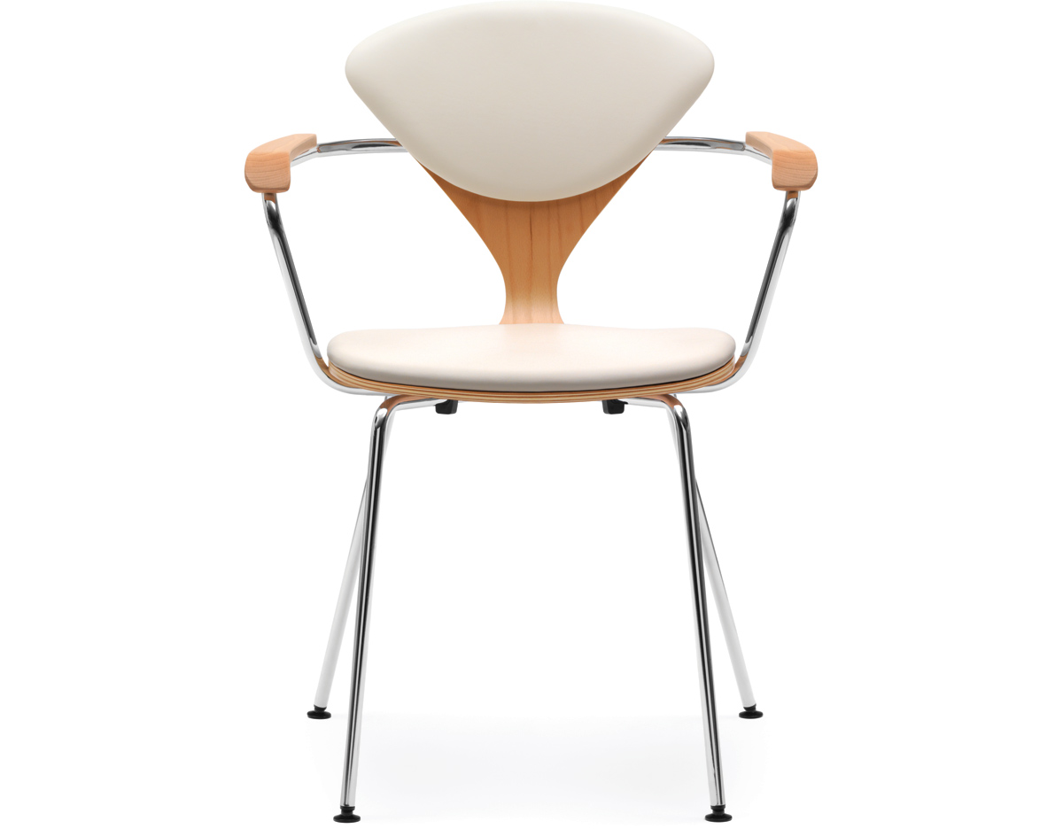 cherner metal leg arm chair with upholstered seat & back