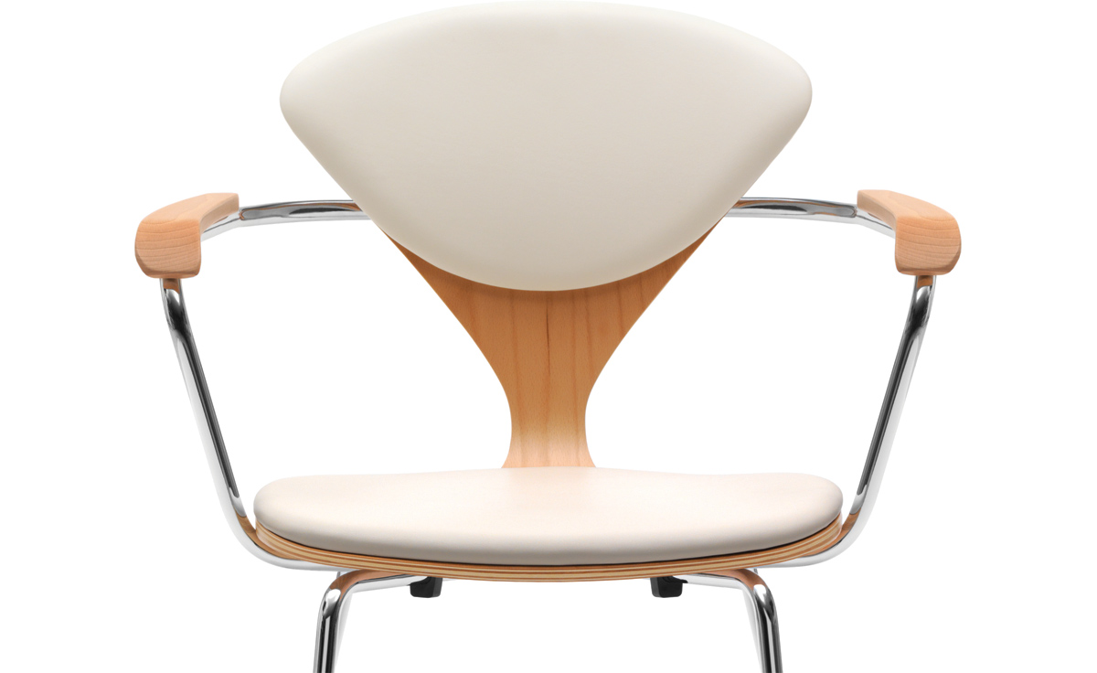 cherner metal leg arm chair with upholstered seat & back