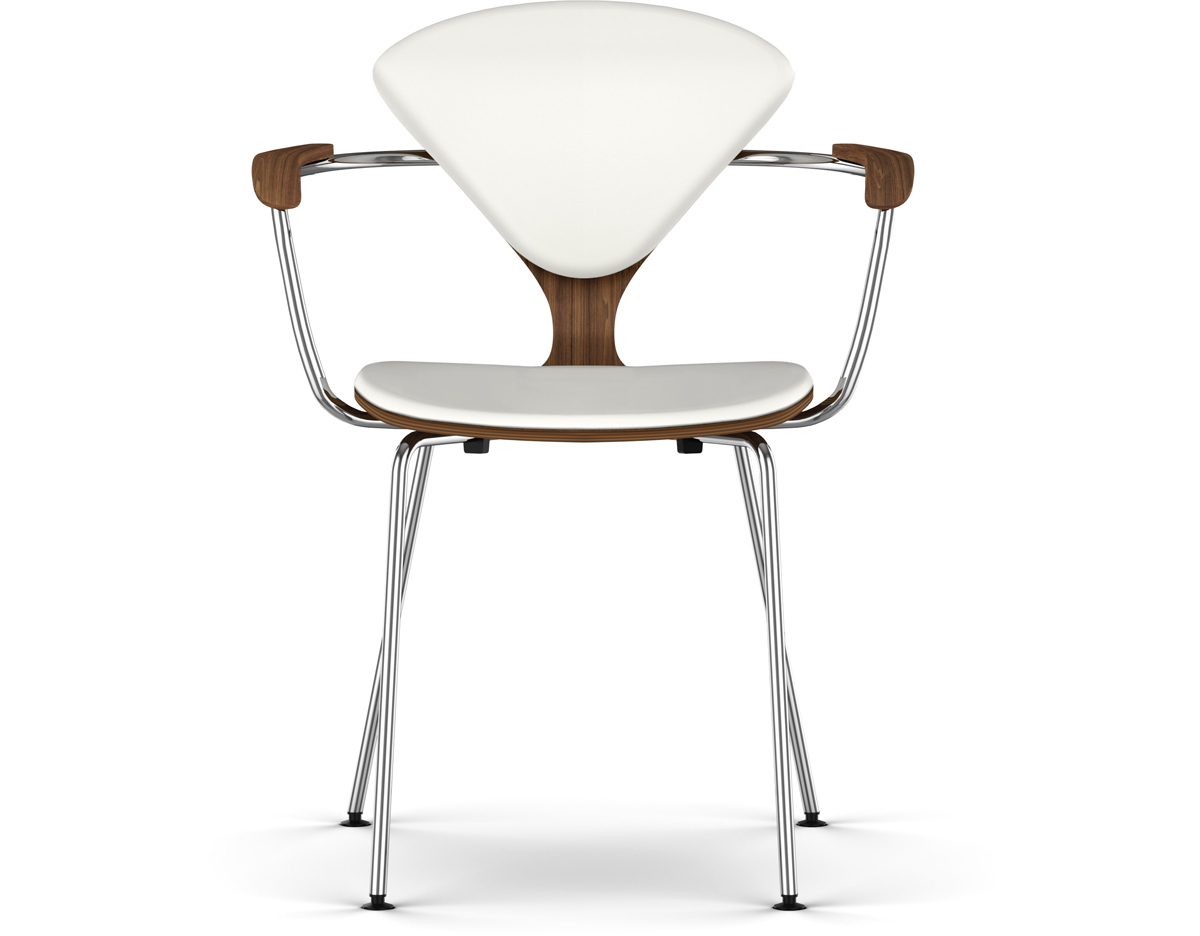 cherner metal leg arm chair with upholstered seat & back