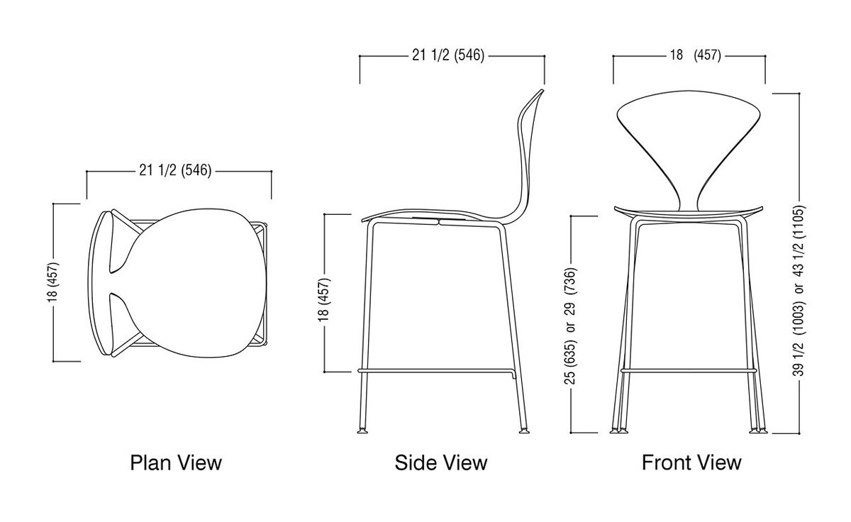 cherner metal leg stool with upholstered seat