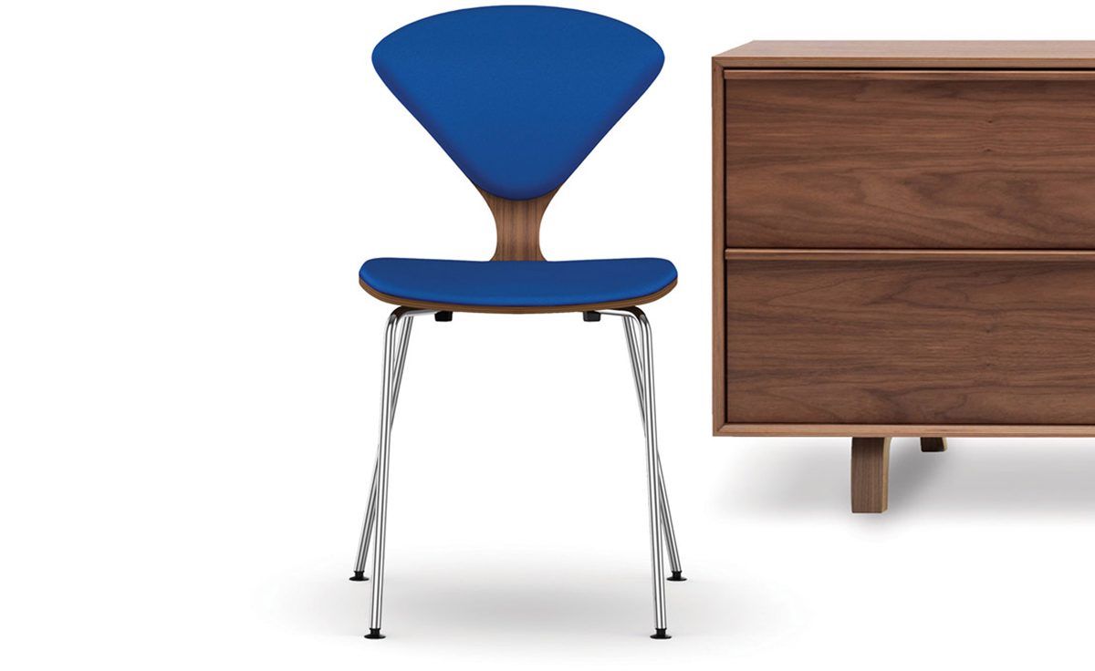 cherner metal leg side chair with upholstered seat & back