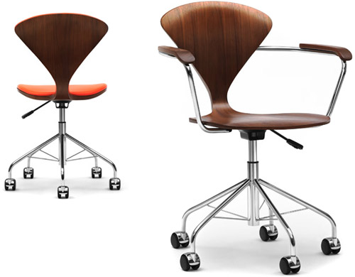 cherner task arm chair with upholstered seat