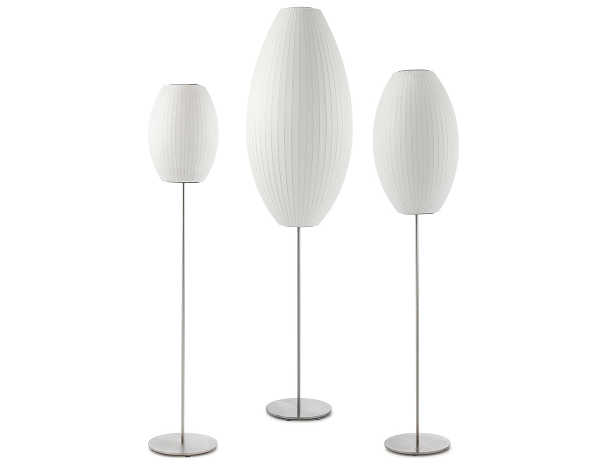 nelson cigar bubble floor lamp on lotus stand