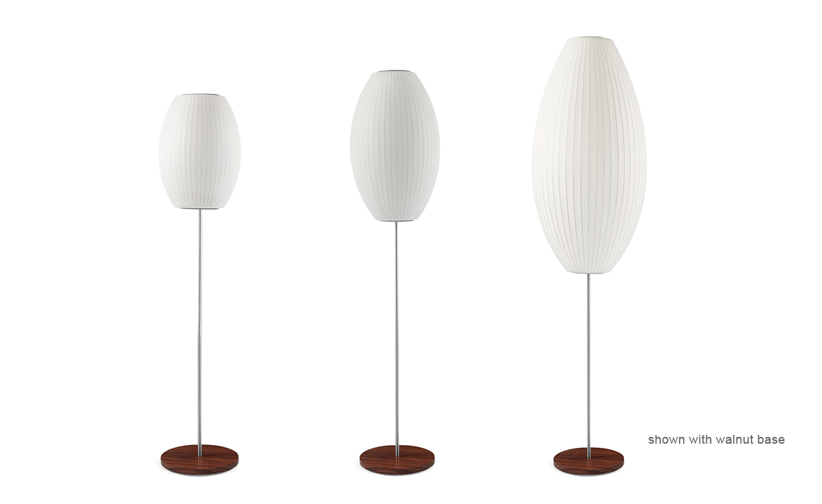 nelson cigar bubble floor lamp on lotus stand