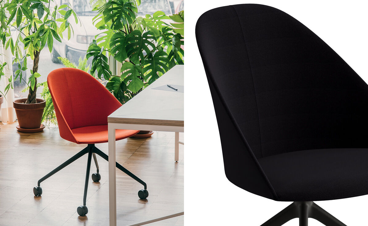 cila fully upholtered chair with trestle base