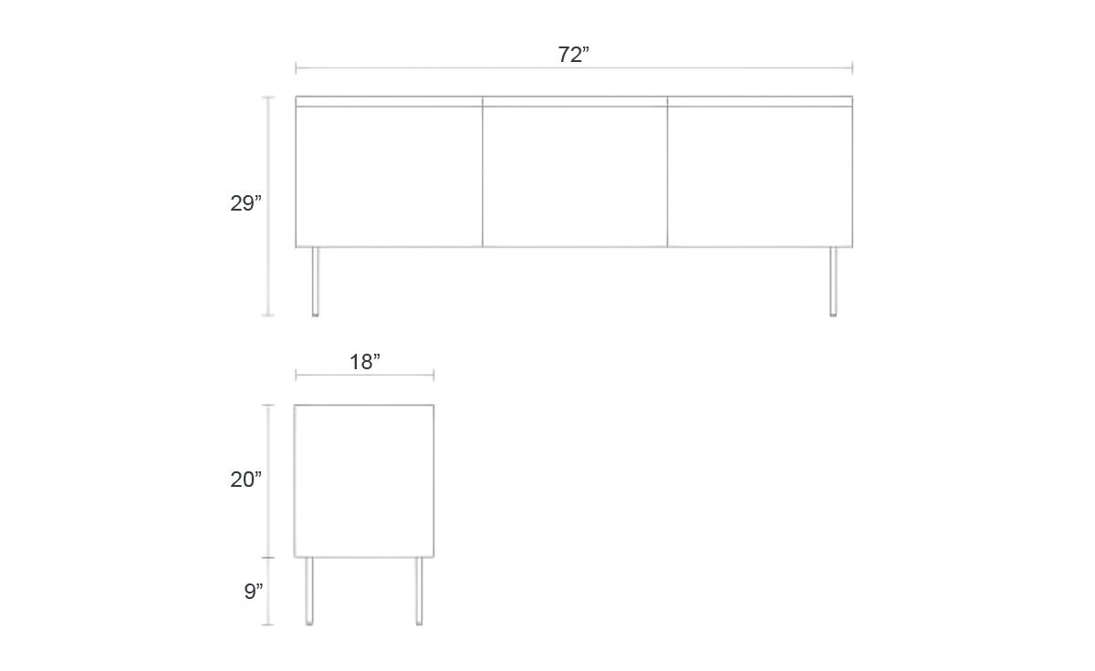 clad 3 door credenza
