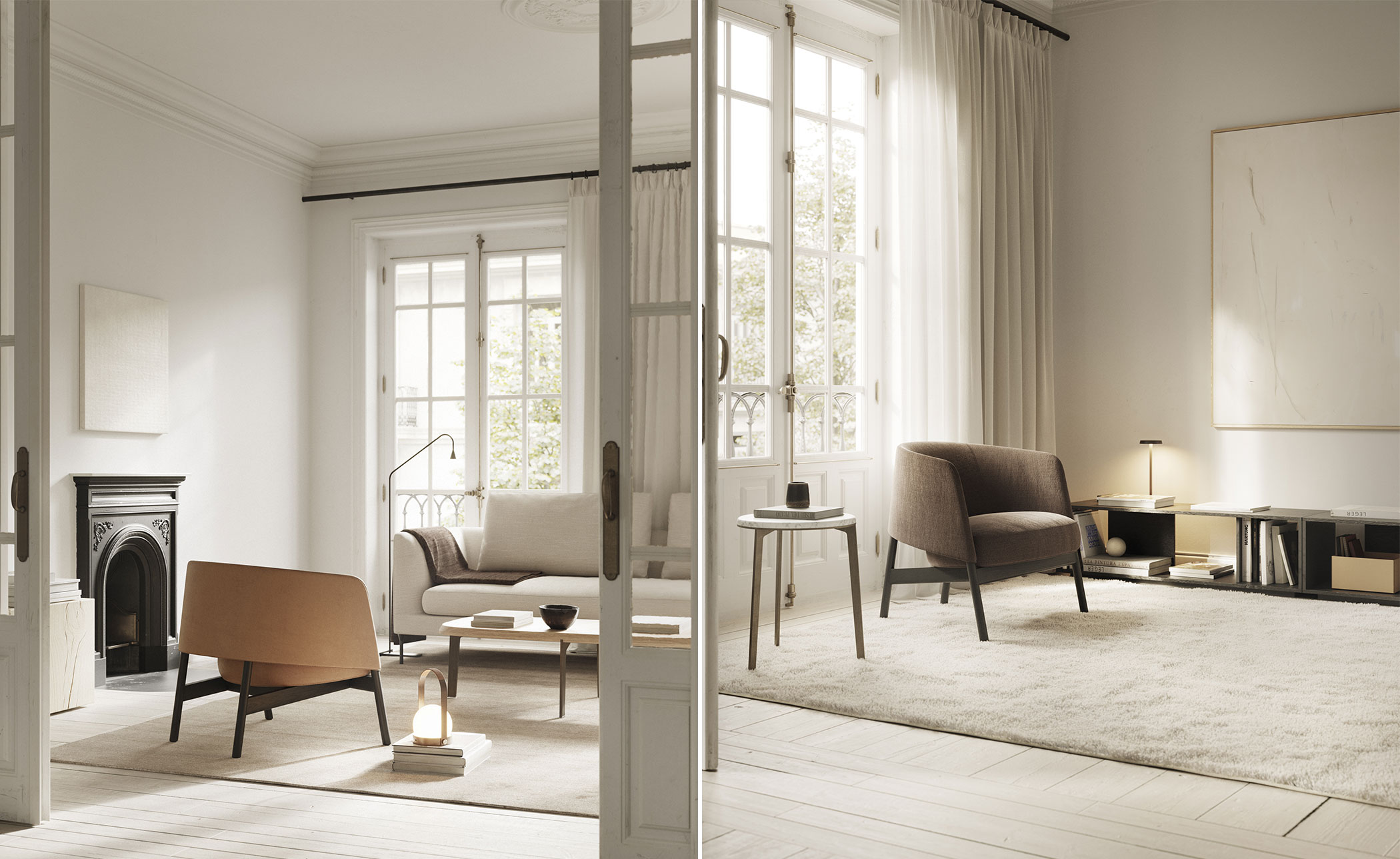 Collar Lounge Chair with metal base