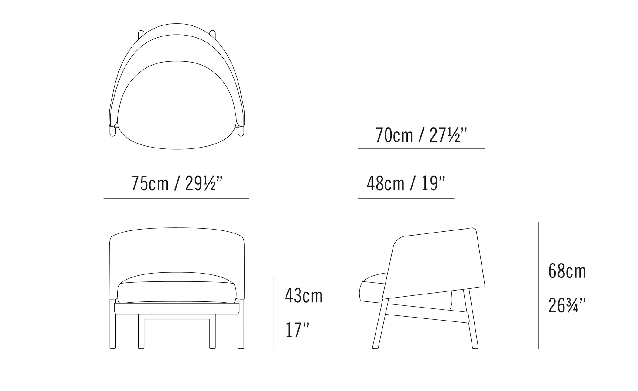 Collar Lounge Chair with wood base