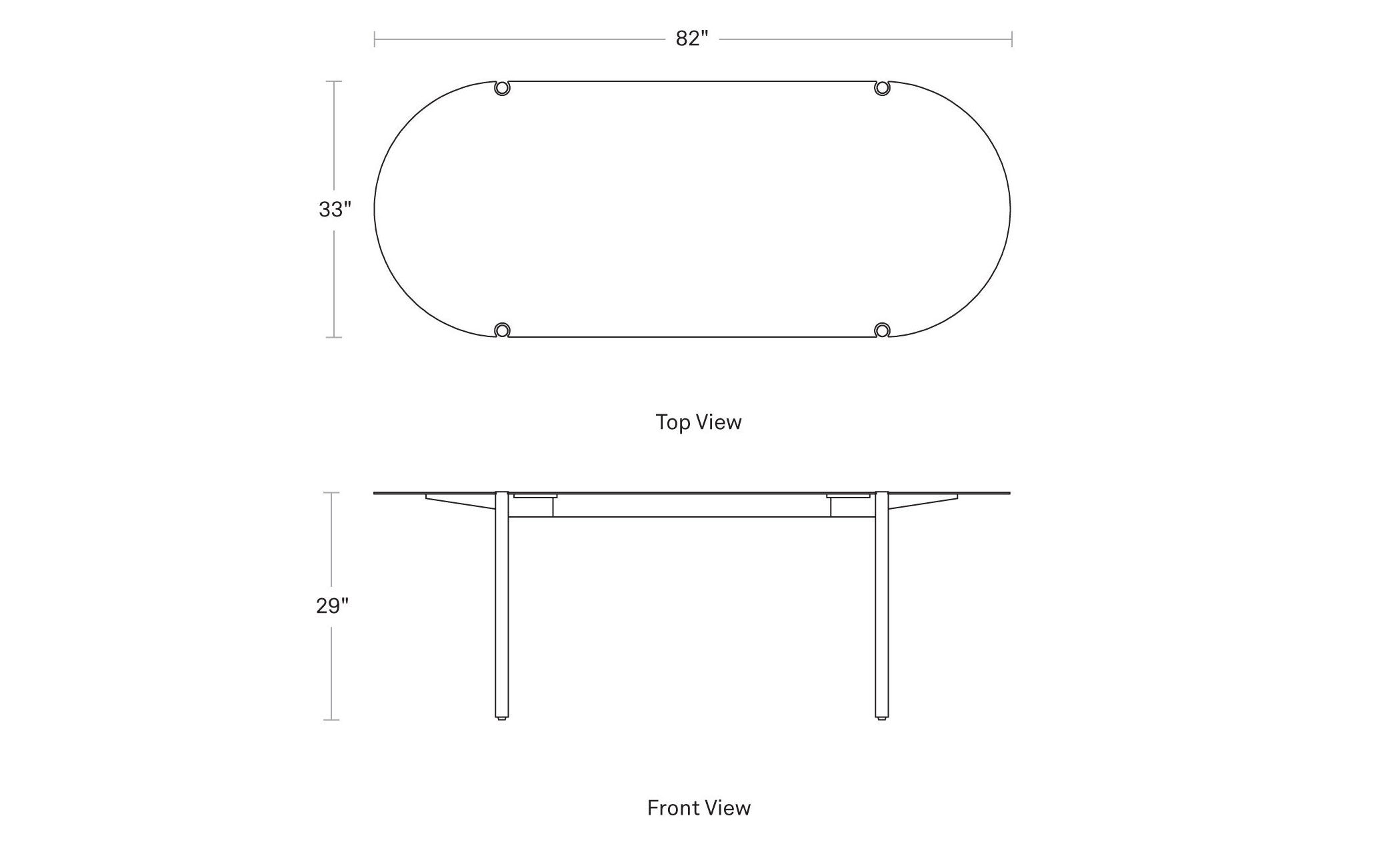 comeuppance capsule shape 82" dining table