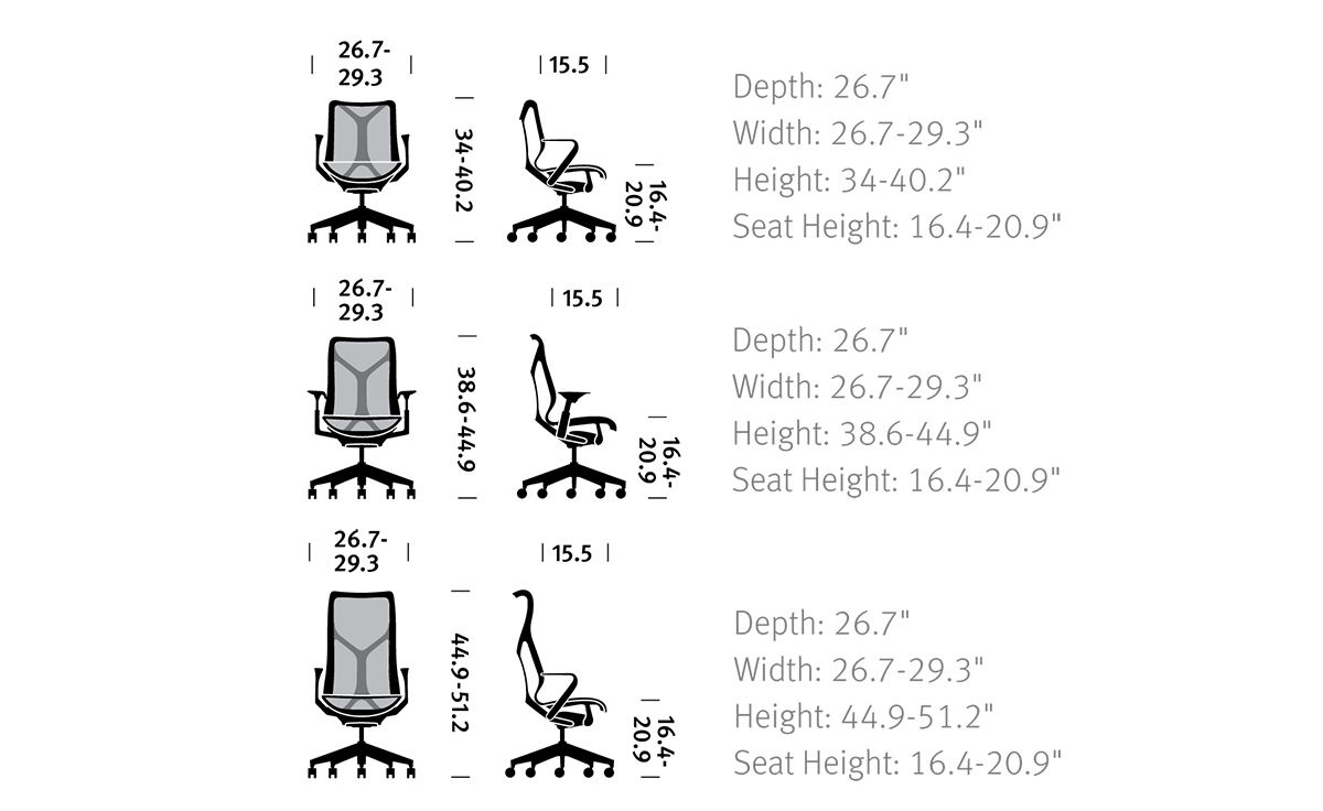 cosm mid back task chair - preconfigured