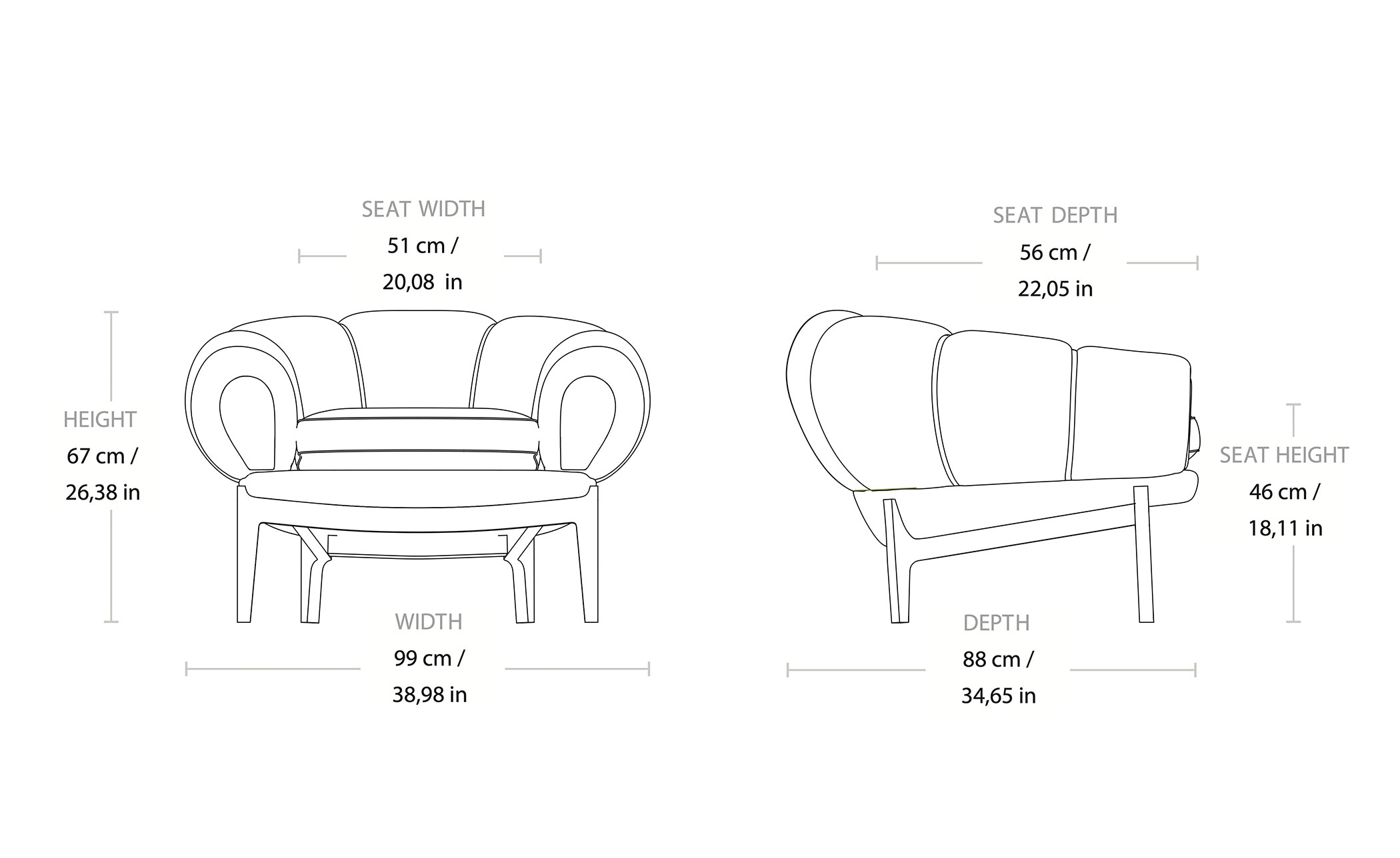 croissant lounge chair