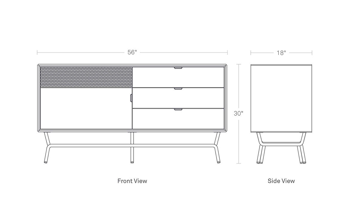 dang 1 door / 3 drawer console