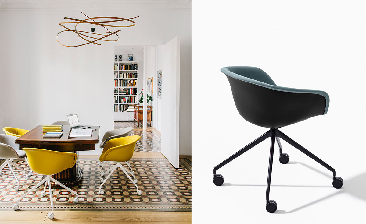 duna 02 trestle base chair with front upholstery