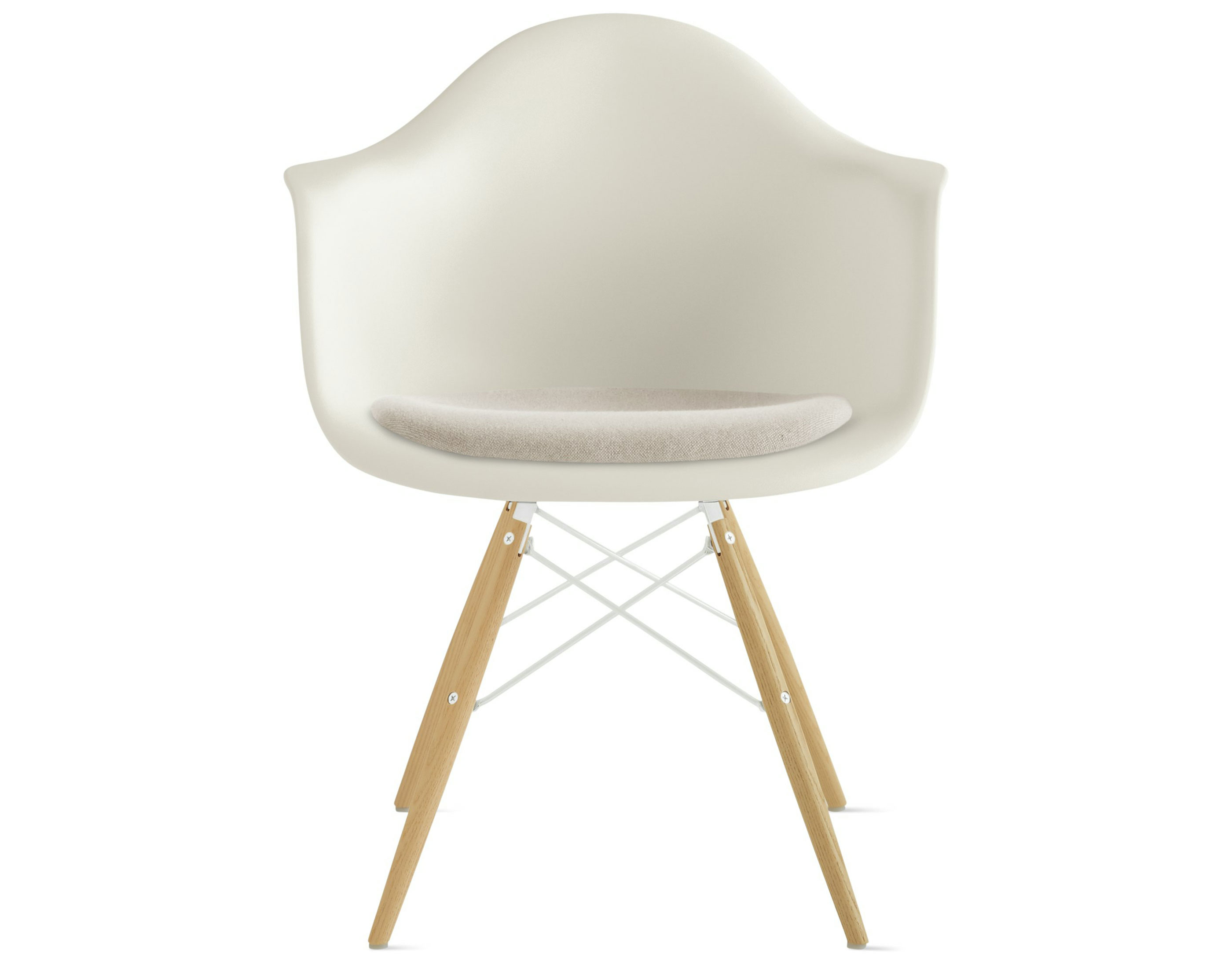 eames dowel base armchair with seat pad