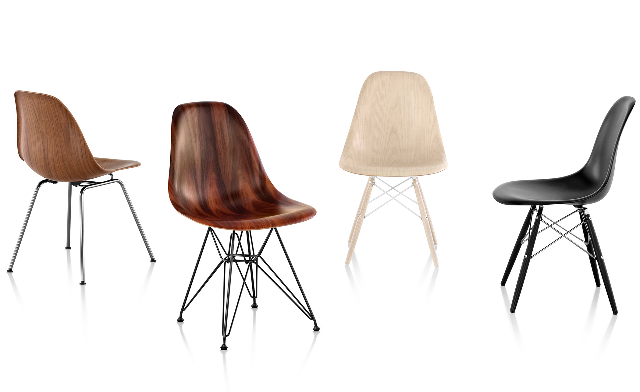 eames® dowel base wood side chair with seat pad