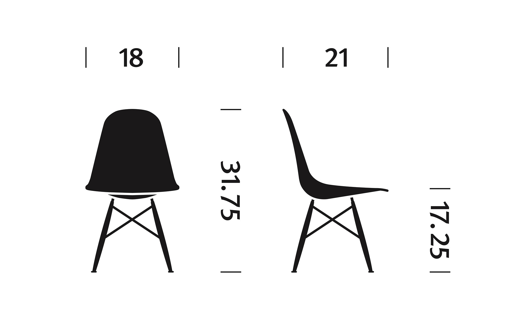 eames® dowel base wood side chair with seat pad