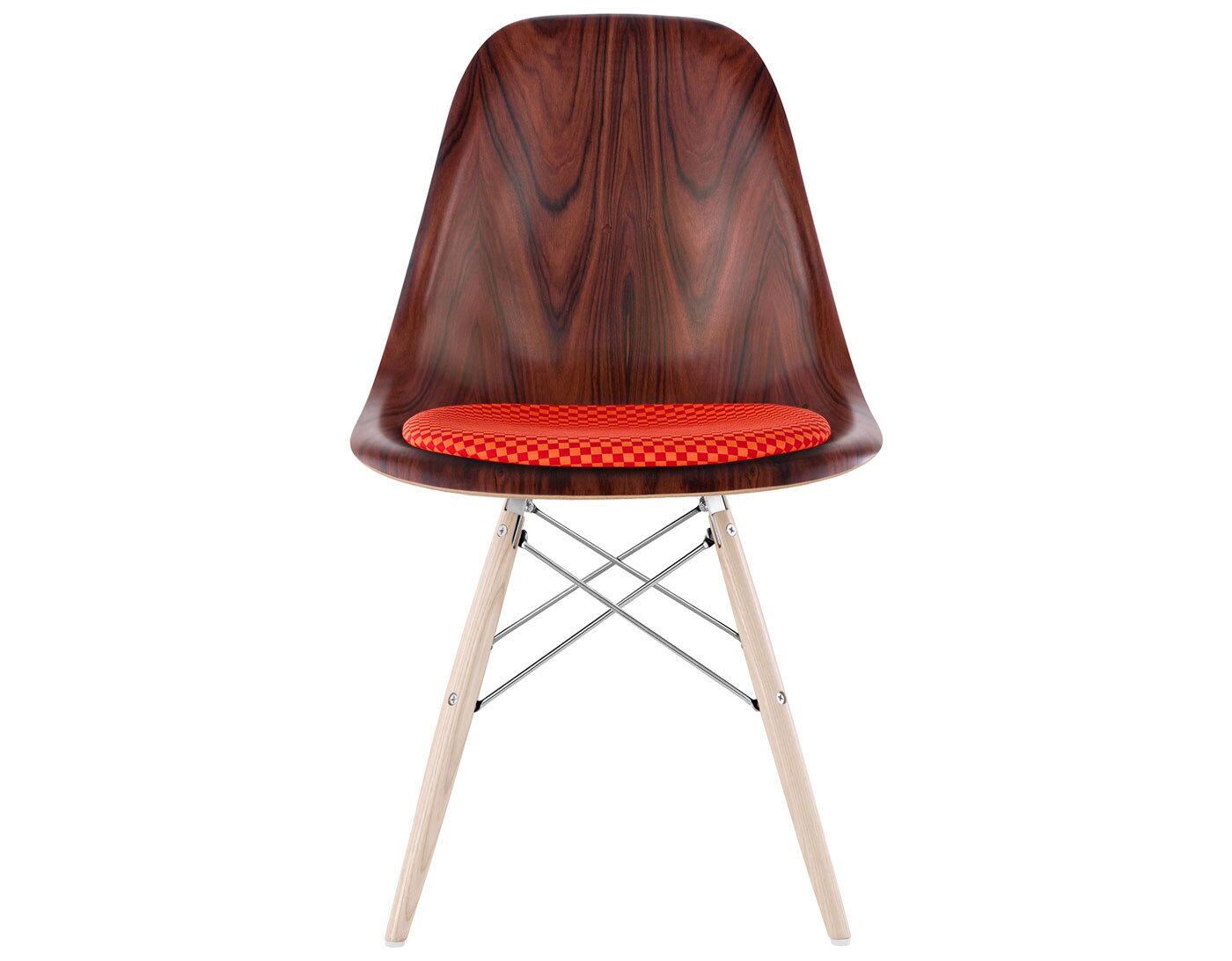 eames dowel base wood side chair with seat pad